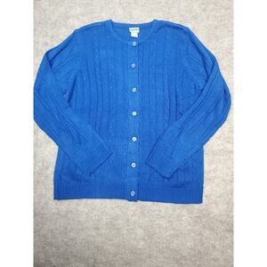 Sara Morgan Women's L Retro Style Blue Cable Knit Cardigan Sweater